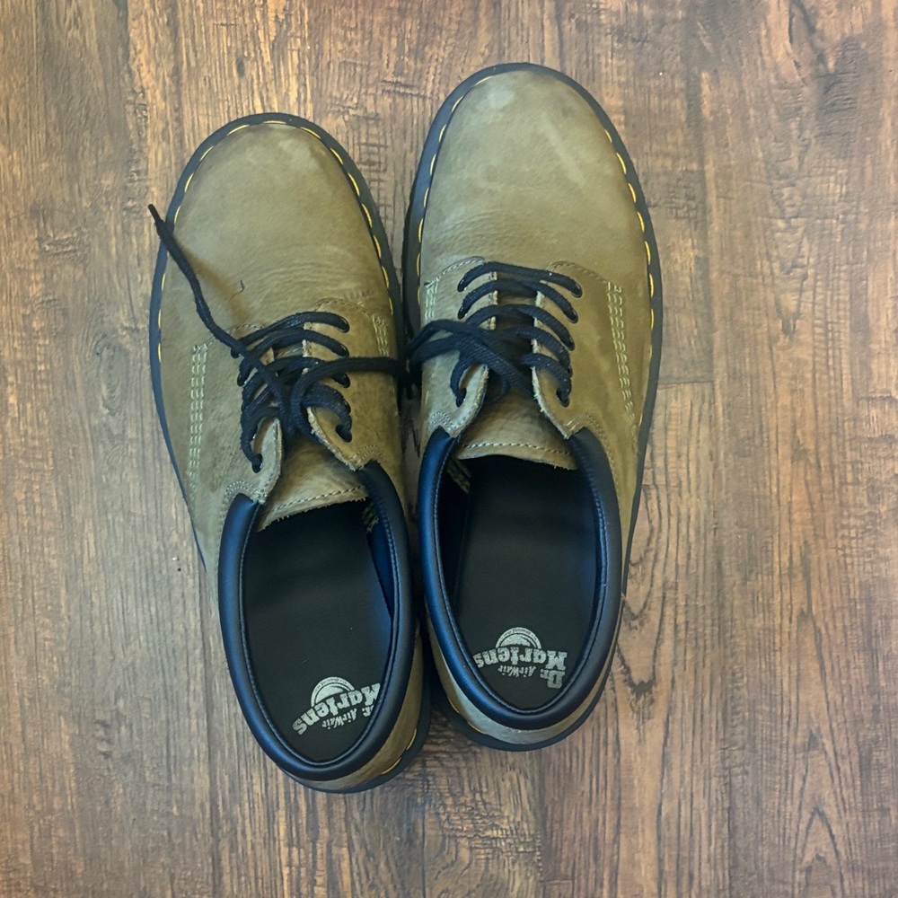 Dr. Martens Men's Olive Green Leather Oxfords